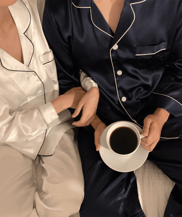 (당일발송)국산 프리미엄 실크 커플 잠옷 원피스 파자마세트 신혼부부 홈웨어 (8color)
